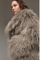 Women's gray fur coat made of natural llama